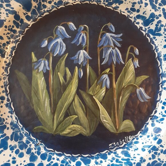 Original Painting of Bluebells on a Tin Plate - Picture 3 of 4